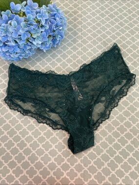 Victoria’s Secret Sequin Lace High Leg Cheeky XXL Green Cilantro